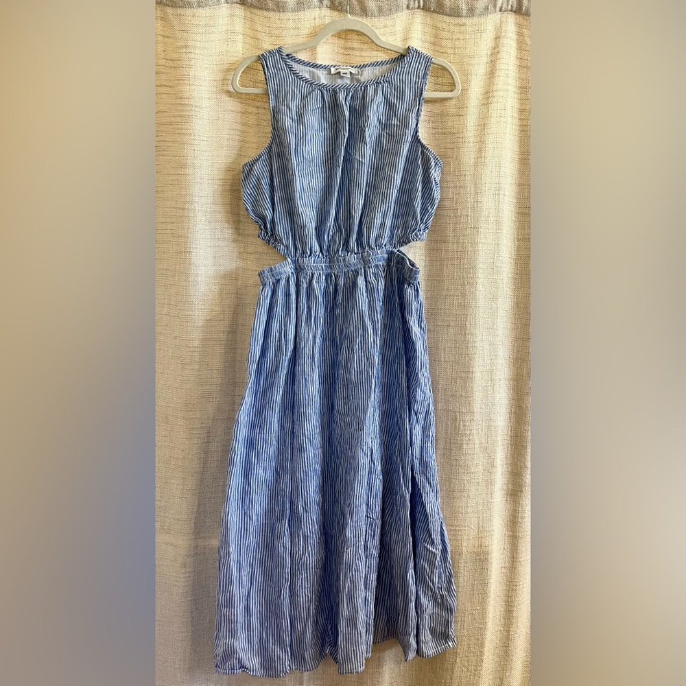 beachlunchlounge White Striped Dress with side cutouts